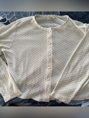 Express pointelle knit button-front cardigan sz lg(juniors)